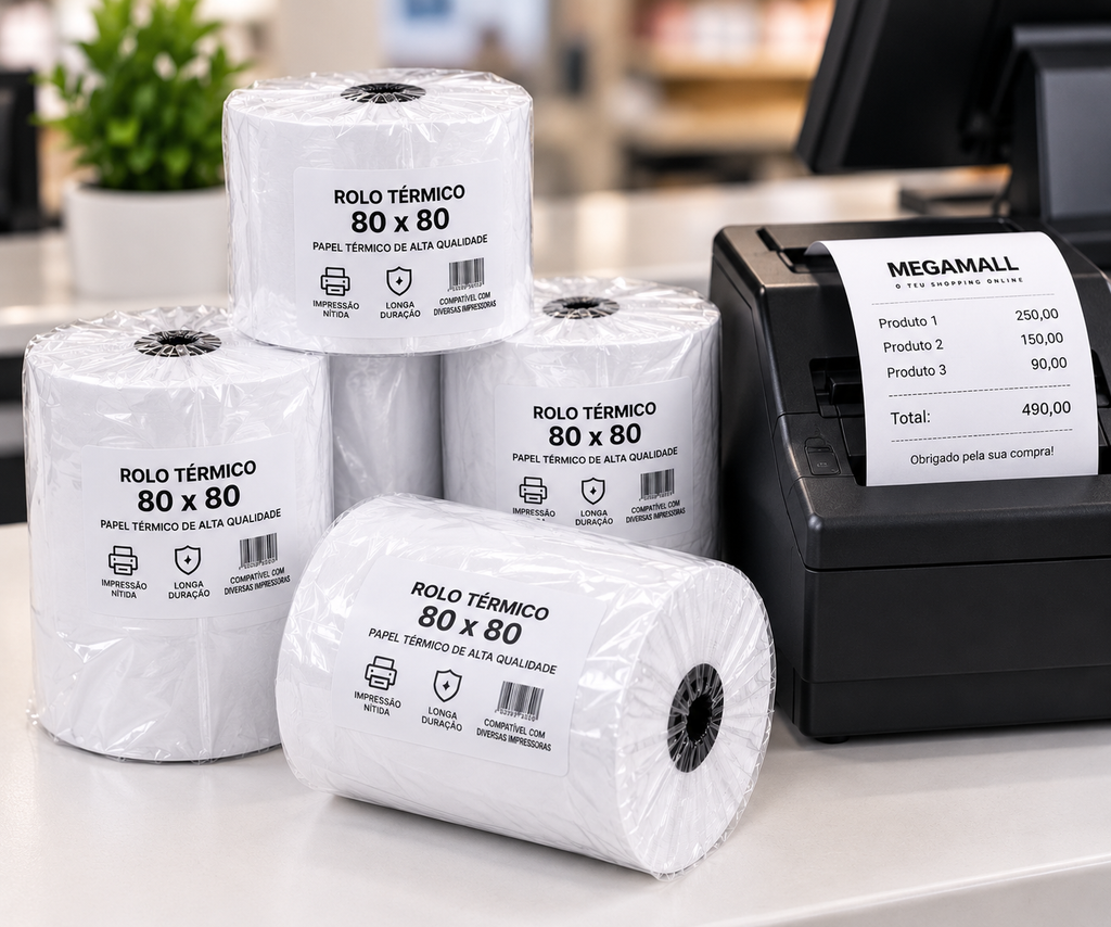 Rolo Térmico 80 × 80 — Papel Térmico para Impressoras POS